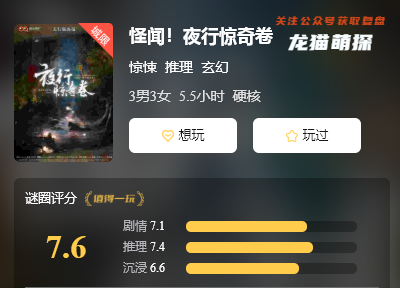 怪闻!夜行惊奇卷剧本杀玩家角色